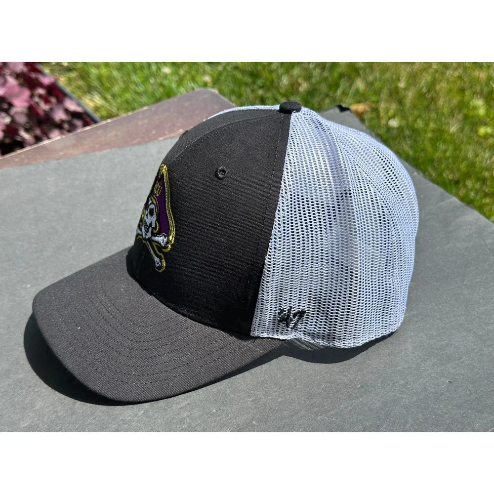 47 Brand ECU Pirates‎ Trucker Hat Men's Black White Snapback Mesh Cap OSFA